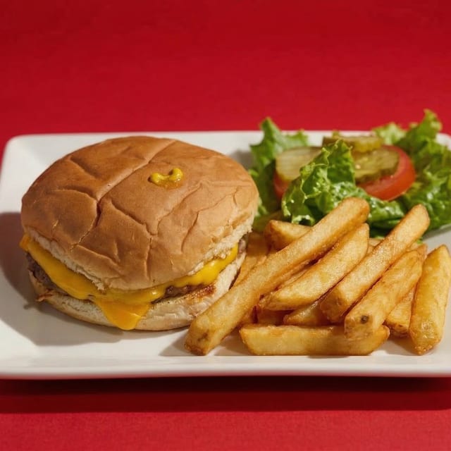 (K) Cheeseburger and Fries.