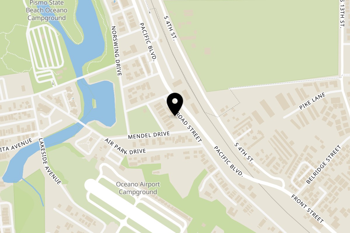 Map showing the location of Rock & Roll Diner on 1300 Railroad Street in Oceano